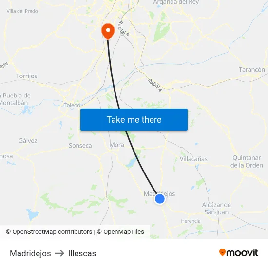 Madridejos to Illescas map