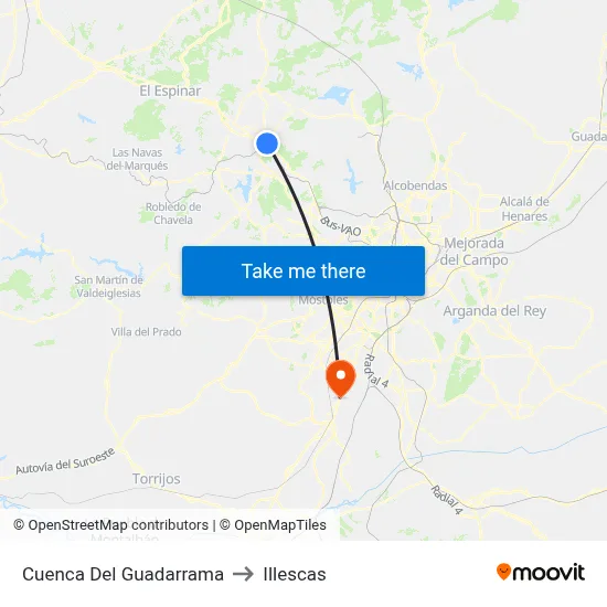 Cuenca Del Guadarrama to Illescas map