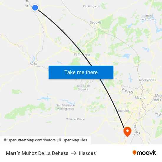 Martín Muñoz De La Dehesa to Illescas map