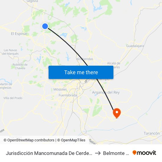 Jurisdicción Mancomunada De Cerdedilla Y Navacerrada to Belmonte De Tajo map