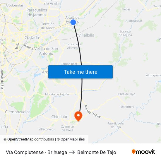 Vía Complutense - Brihuega to Belmonte De Tajo map