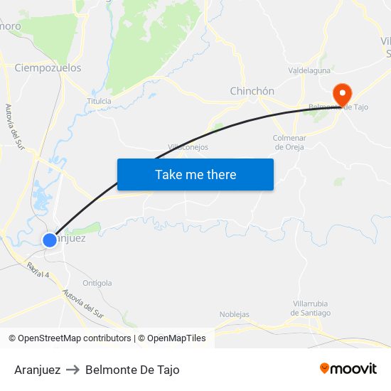 Aranjuez to Belmonte De Tajo map