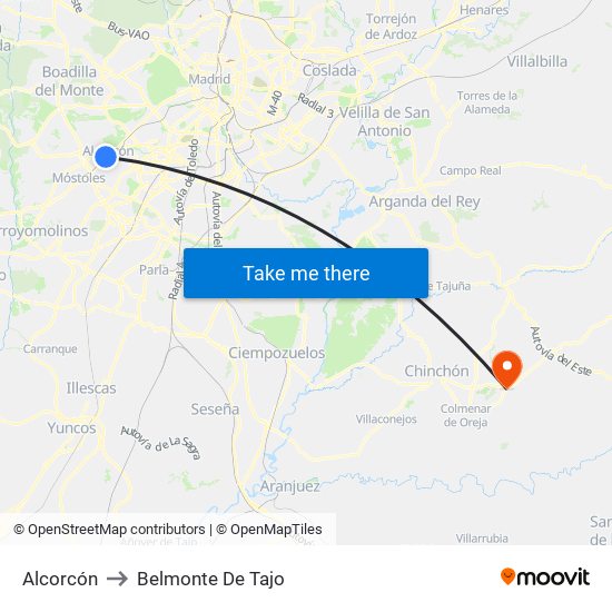 Alcorcón to Belmonte De Tajo map