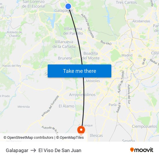 Galapagar to El Viso De San Juan map