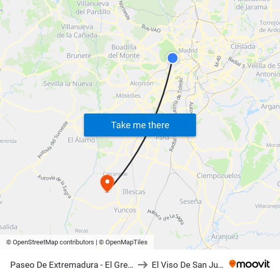 Paseo De Extremadura - El Greco to El Viso De San Juan map