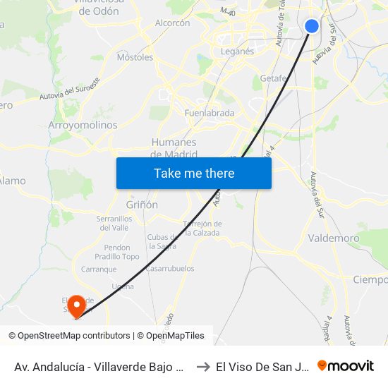 Av. Andalucía - Villaverde Bajo Cruce to El Viso De San Juan map