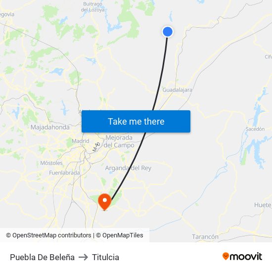 Puebla De Beleña to Titulcia map