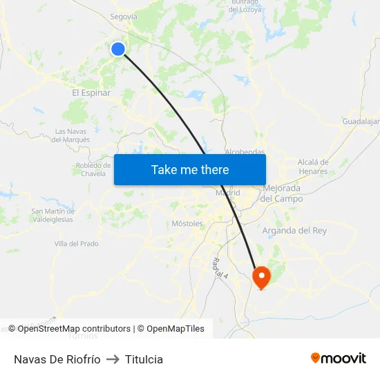 Navas De Riofrío to Titulcia map