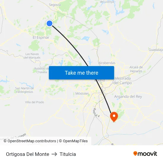Ortigosa Del Monte to Titulcia map