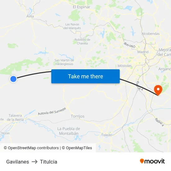 Gavilanes to Titulcia map