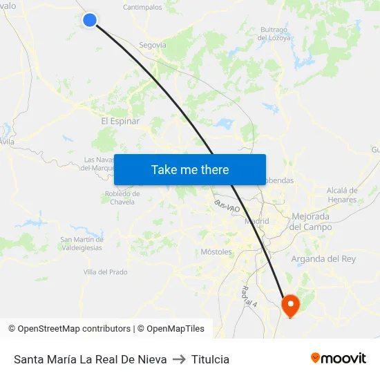 Santa María La Real De Nieva to Titulcia map