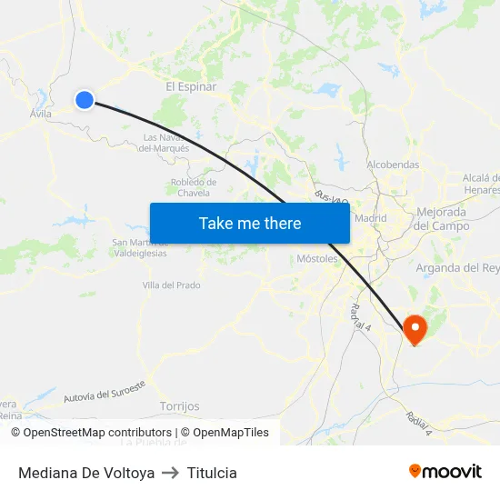 Mediana De Voltoya to Titulcia map