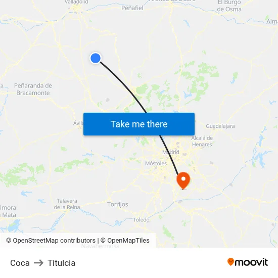 Coca to Titulcia map
