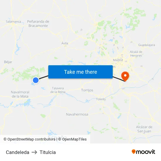 Candeleda to Titulcia map