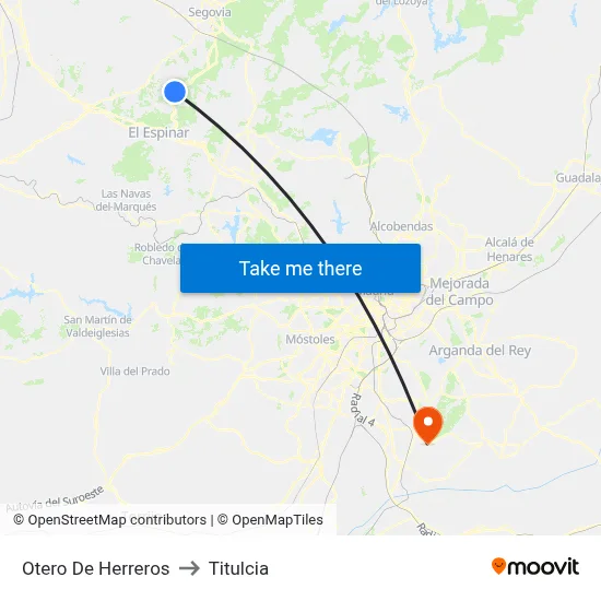 Otero De Herreros to Titulcia map