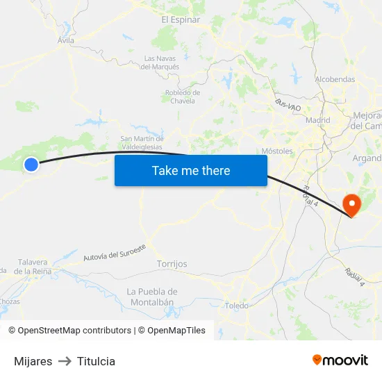 Mijares to Titulcia map