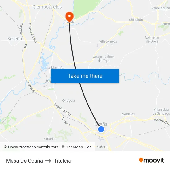 Mesa De Ocaña to Titulcia map