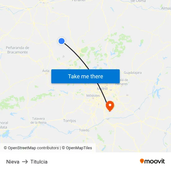 Nieva to Titulcia map