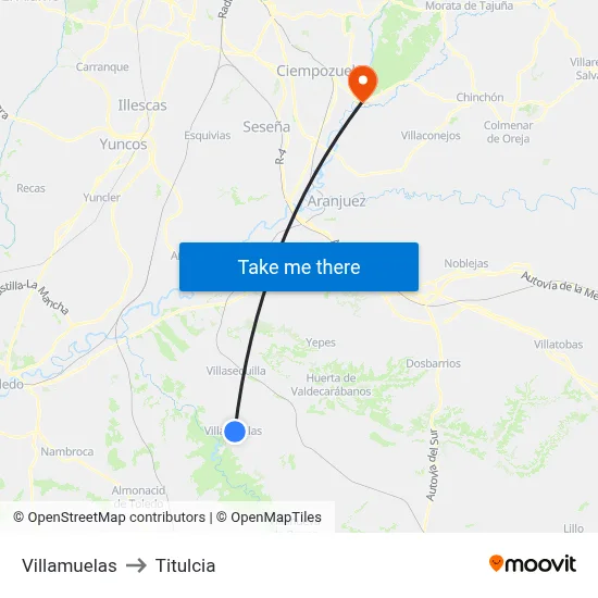 Villamuelas to Titulcia map