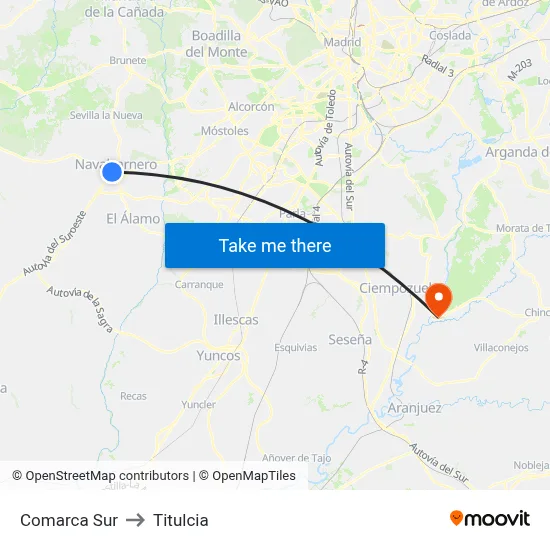 Comarca Sur to Titulcia map