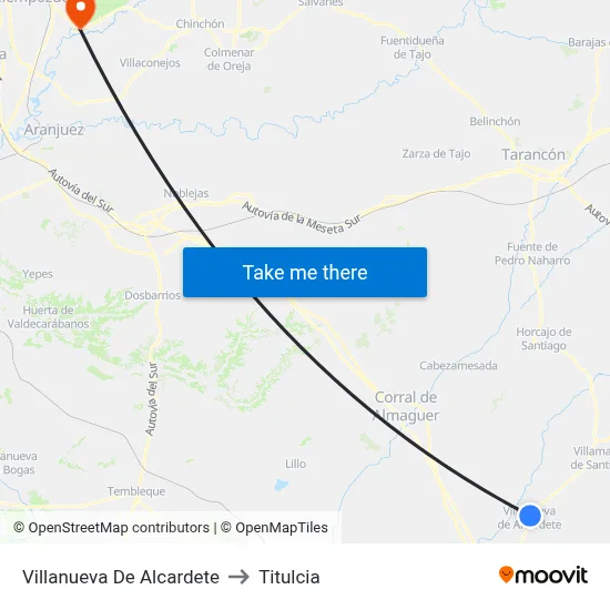 Villanueva De Alcardete to Titulcia map