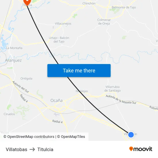 Villatobas to Titulcia map