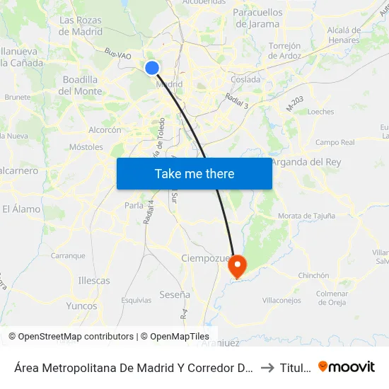 Área Metropolitana De Madrid Y Corredor Del Henares to Titulcia map