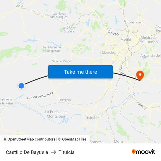Castillo De Bayuela to Titulcia map