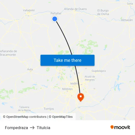 Fompedraza to Titulcia map