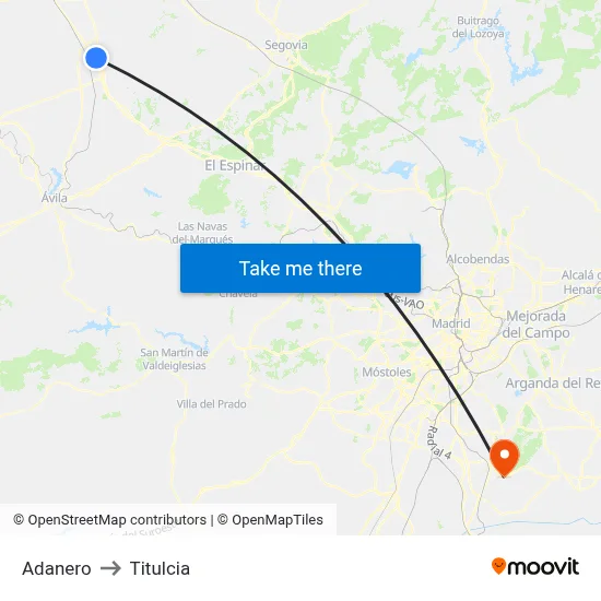 Adanero to Titulcia map