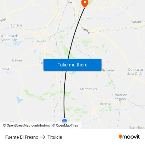 Fuente El Fresno to Titulcia map