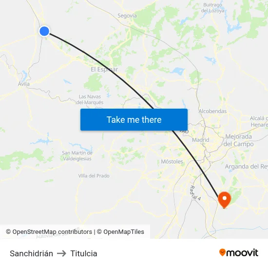 Sanchidrián to Titulcia map