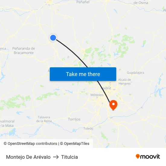 Montejo De Arévalo to Titulcia map