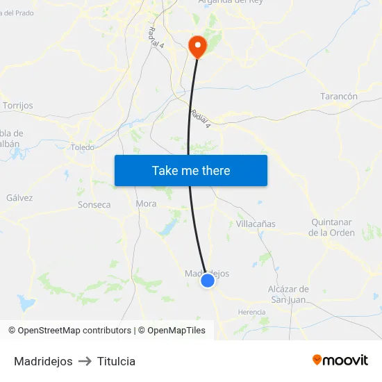Madridejos to Titulcia map