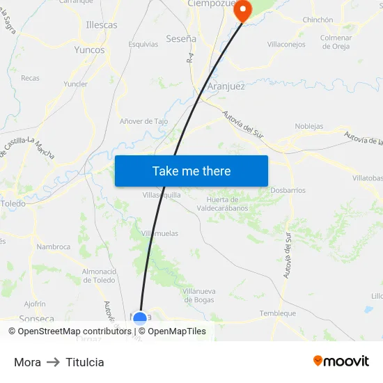 Mora to Titulcia map