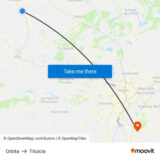 Orbita to Titulcia map