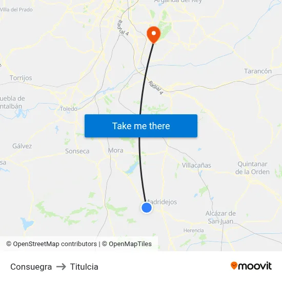 Consuegra to Titulcia map
