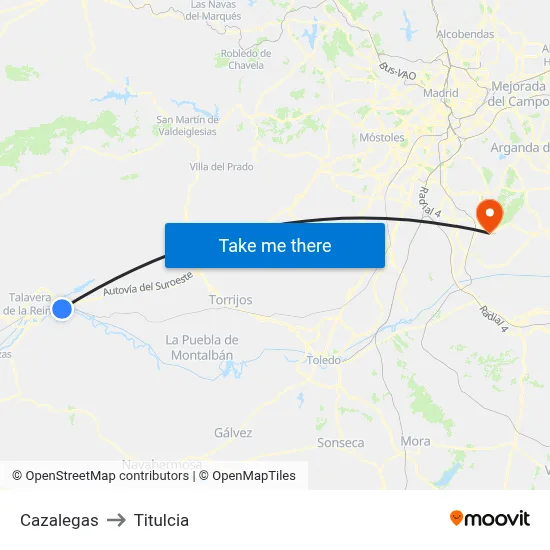 Cazalegas to Titulcia map