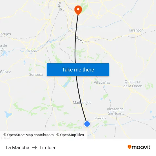 La Mancha to Titulcia map