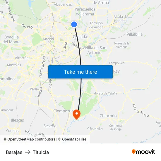 Barajas to Titulcia map