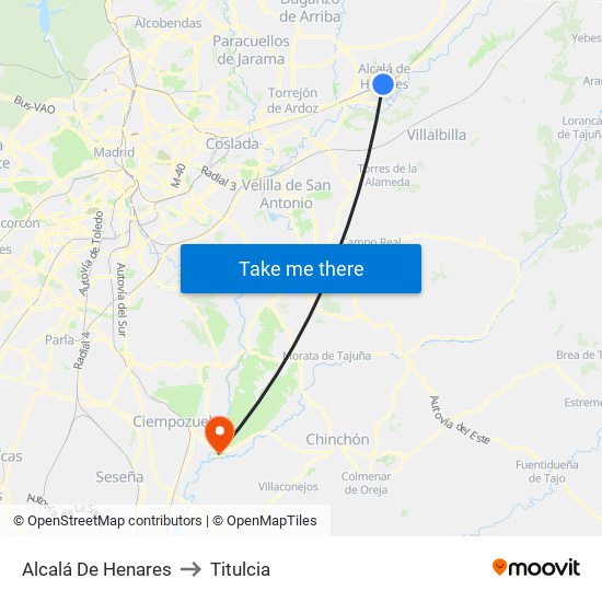 Alcalá De Henares to Titulcia map