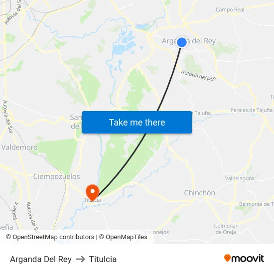 Arganda Del Rey to Titulcia map