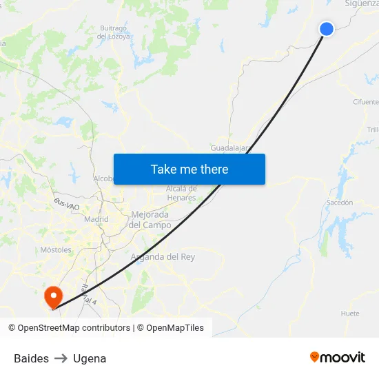 Baides to Ugena map