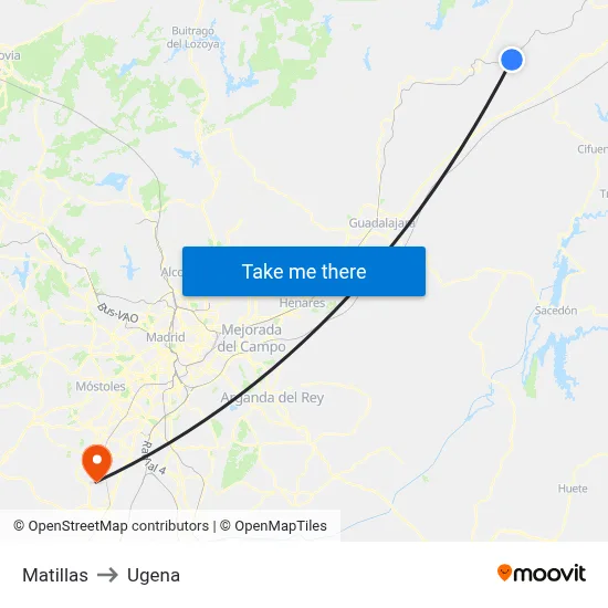 Matillas to Ugena map