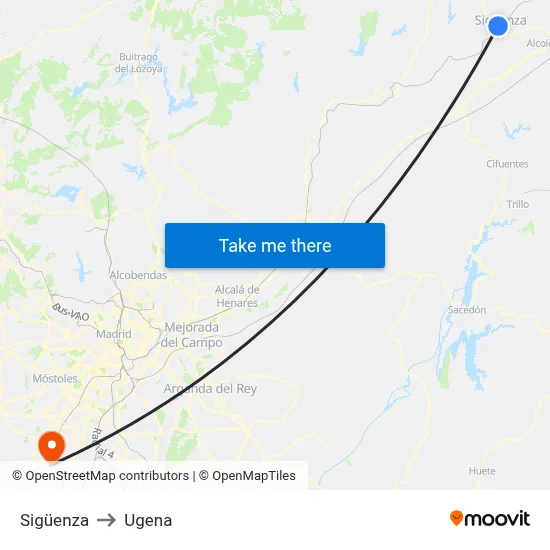 Sigüenza to Ugena map