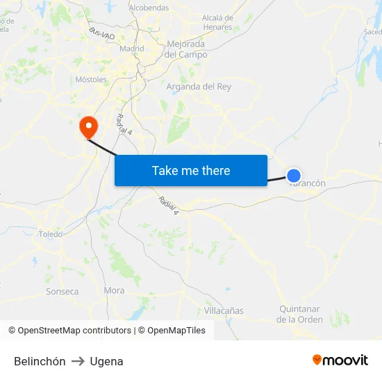 Belinchón to Ugena map
