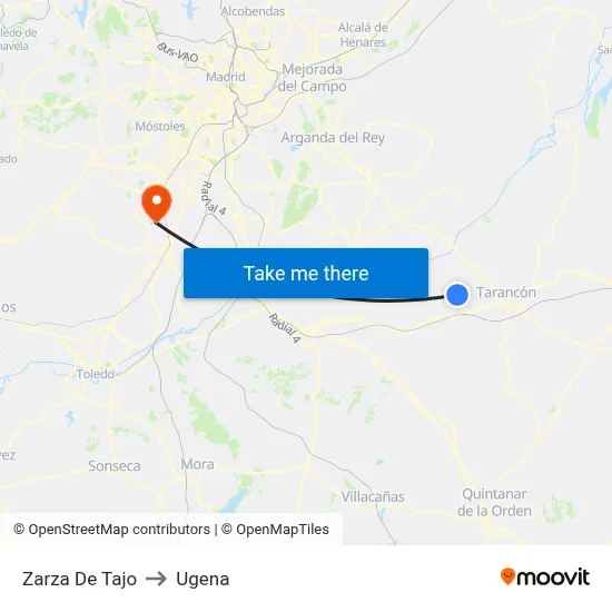 Zarza De Tajo to Ugena map