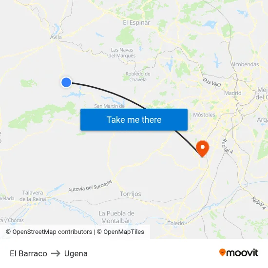 El Barraco to Ugena map