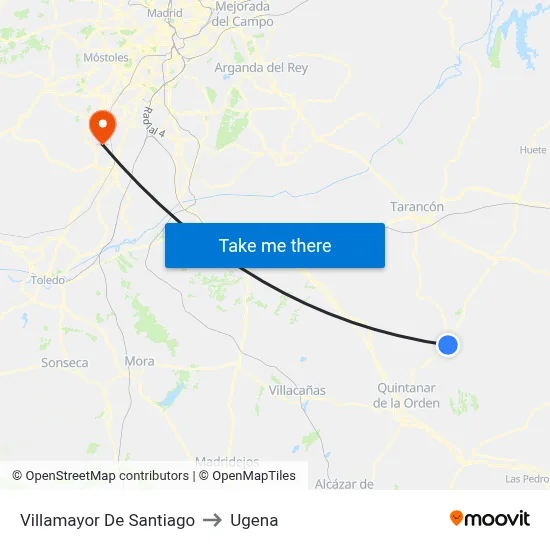 Villamayor De Santiago to Ugena map