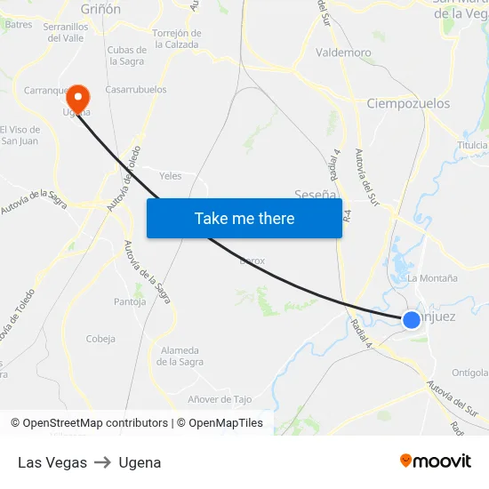 Las Vegas to Ugena map